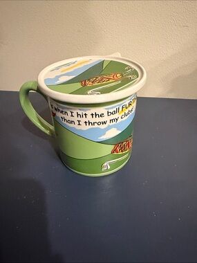 Ambiance Green Golf Scene Ceramic Mug with Lid